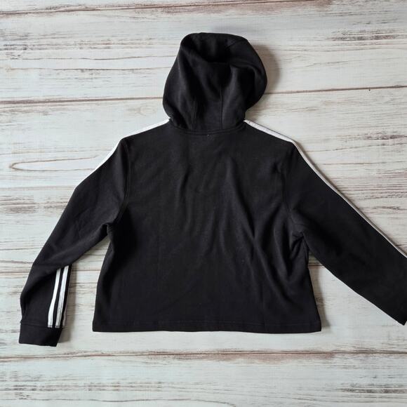 ADIDAS Prime Green Cropped Black with White Stripe Hoodie sz XL - Picture 5 of 6